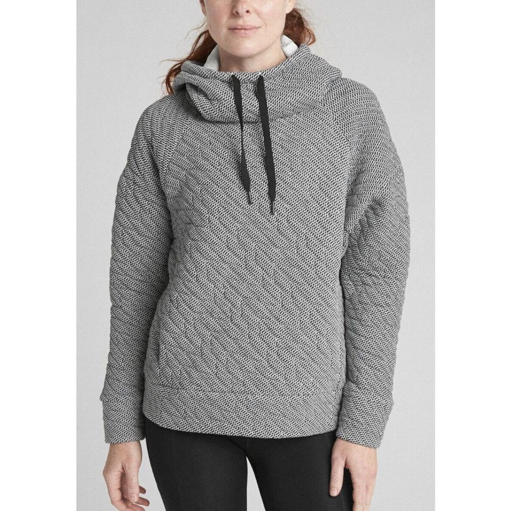 Gap fit jacquard funnel neck hooded black and white sweatshirt